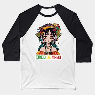 Cinco de mayo mexican girl with colorful sumbrero Baseball T-Shirt